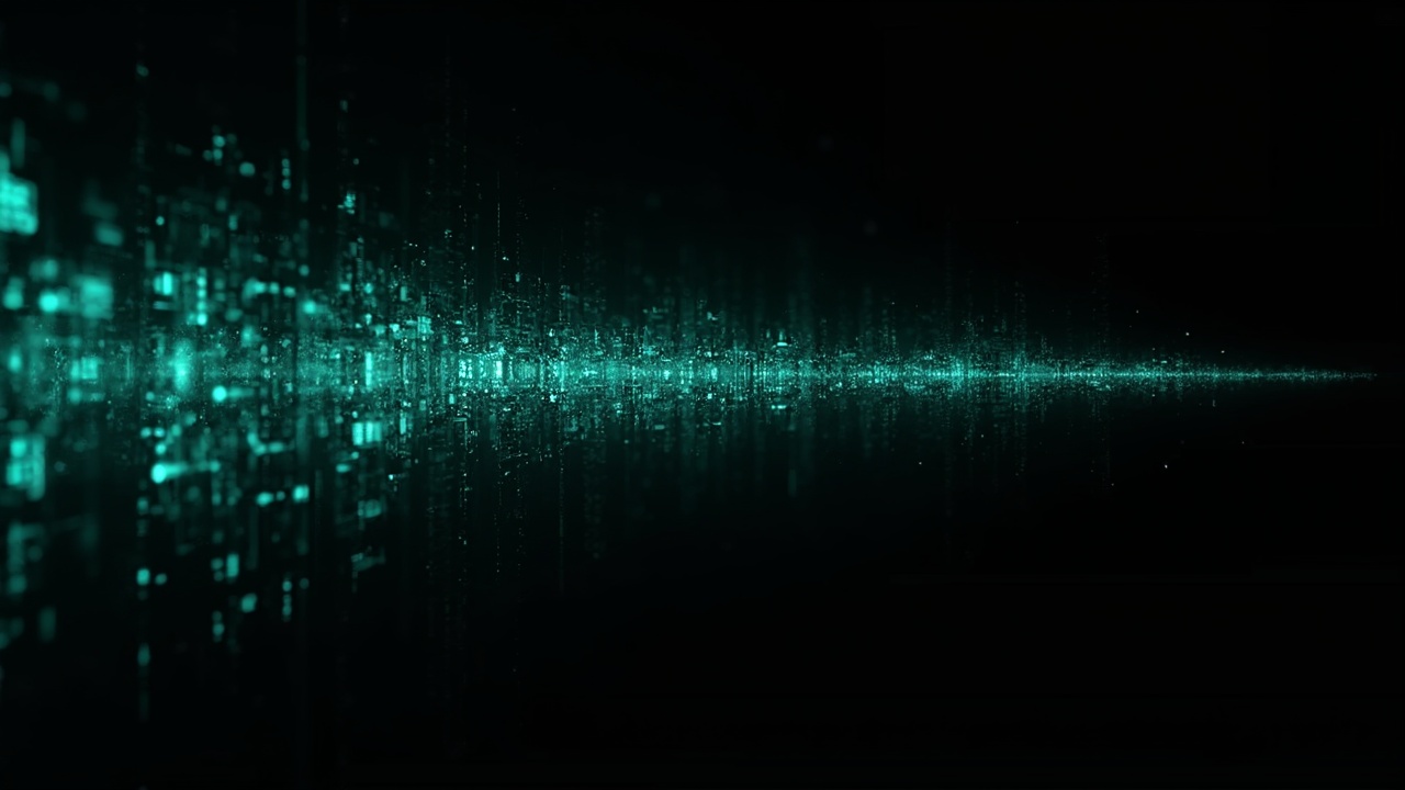 AI generated image by FLUX-Realism-Lora: a trail made from thousands of turquoise numbers and complex formulas. it starts on the right side of the picture from a point and then grows larger and fades out towards the left side of the image. It floats in mid air. on a black background. like a png with black only background. it looks modern, realistic, sci-fy