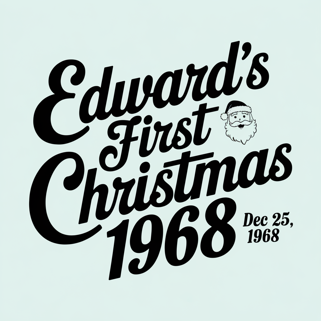 AI generated image by ideogram 2.0: edward's first christmas 1968 blue text design