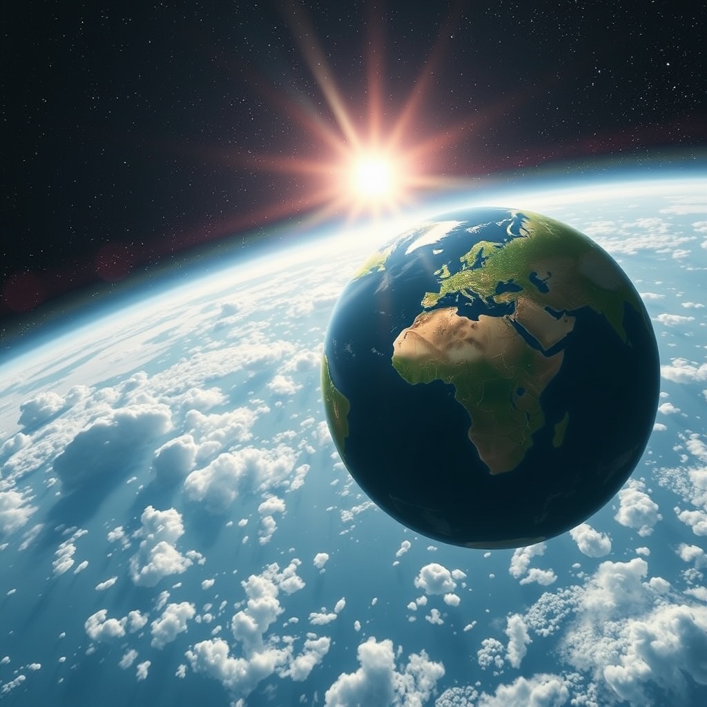 AI generated image by FLUX.1-schnell: UNA CHICA MIRANDO LA A TIERRA DESDE UNA NAVE ESPACIAL