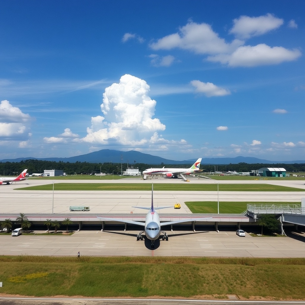 AI generated image by FLUX.1-schnell: Chiangmai international airport has attacked by nuclear