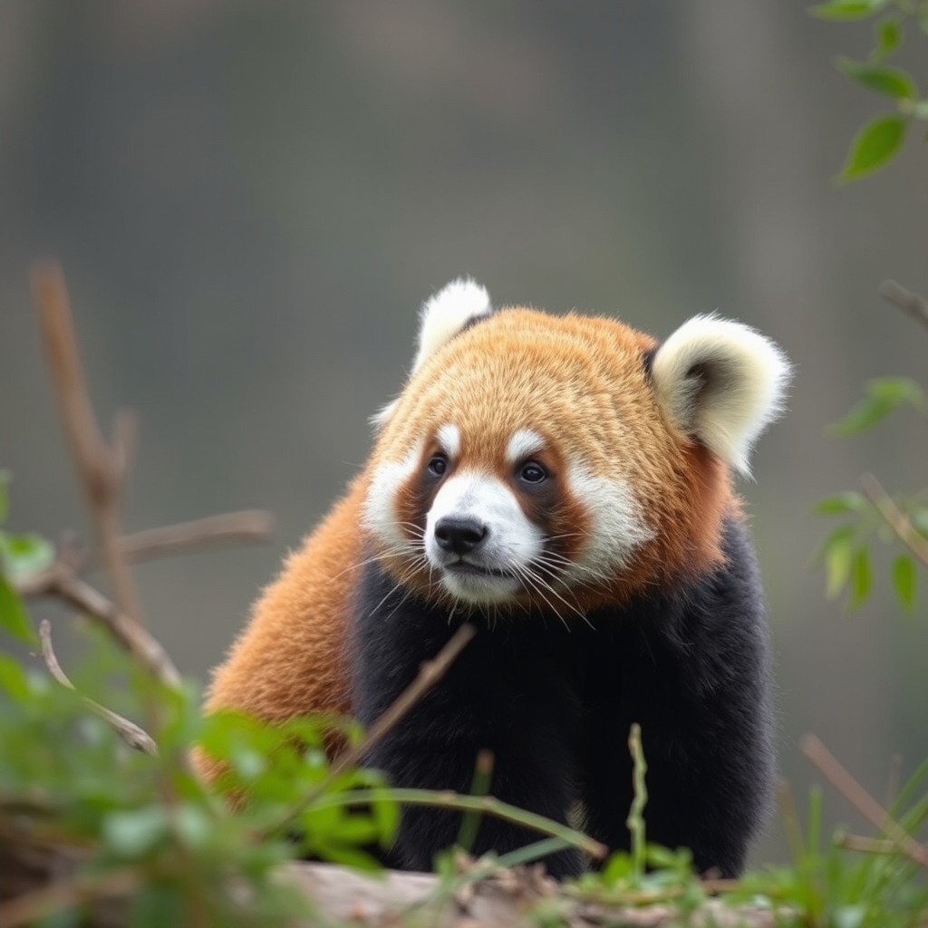 AI generated image by FLUX.1-schnell: A brownish Panda in china