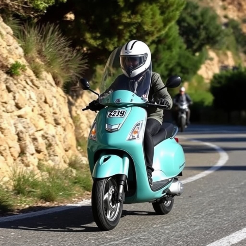AI generated image by FLUX.1-schnell: una ape car della piaggio gialla che corre su una strada di campagna