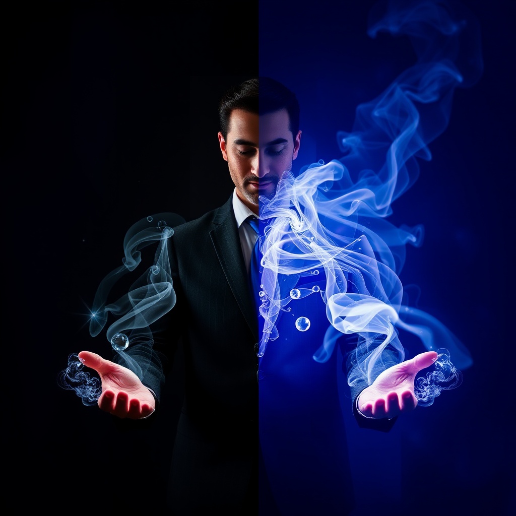 AI generated image by FLUX.1-schnell: A man magically transformed into a woman, photo sequence