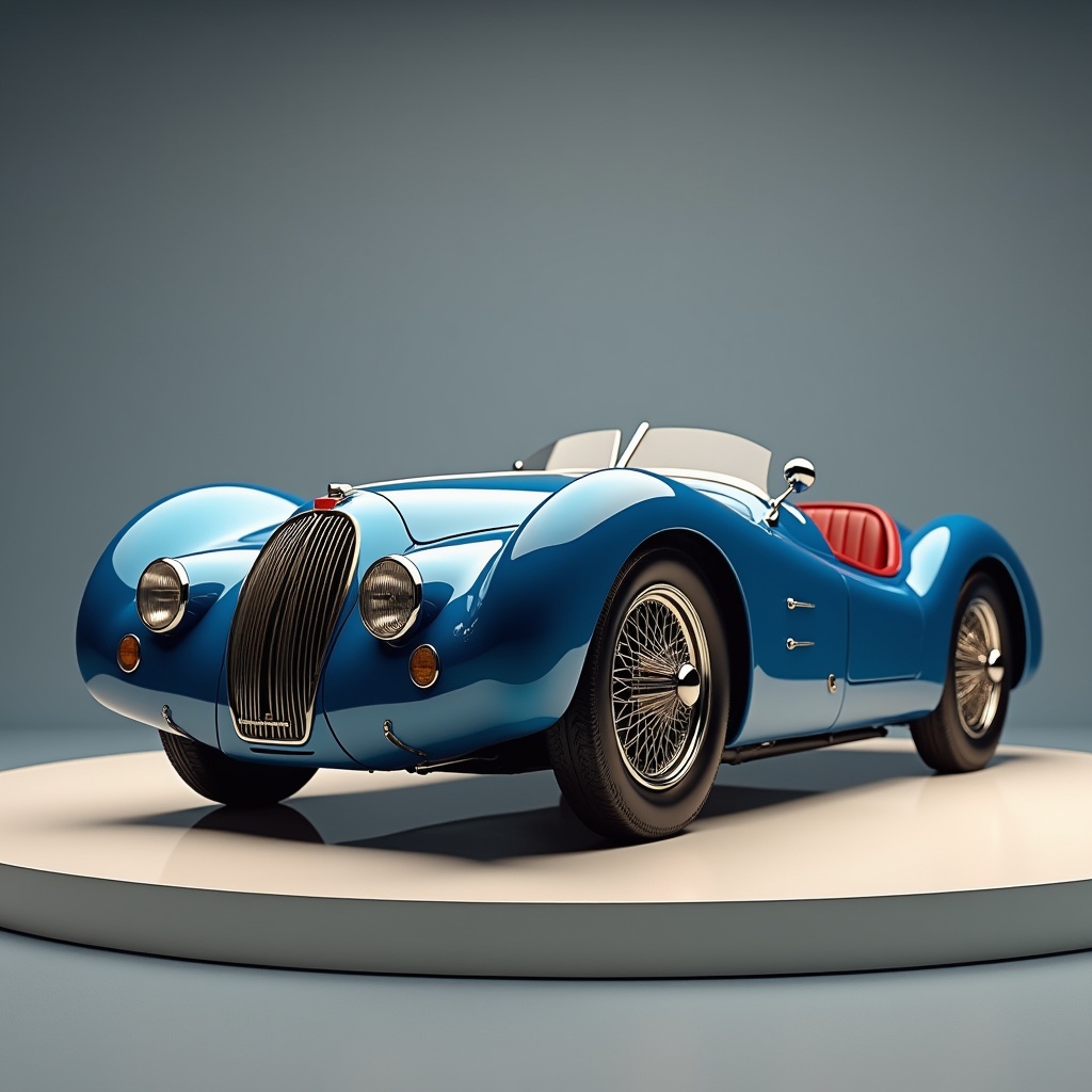 AI generated image by FLUX.1: A very realistic Bugatti 16 in a nice podium