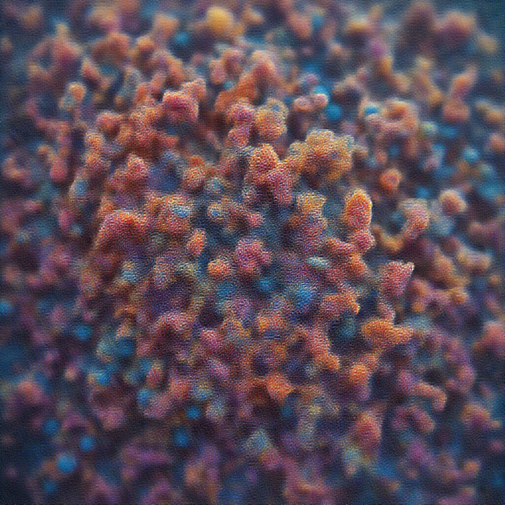 AI generated image by FLUX.1-pro: False-color micrograph of a diverse array of gut microbiota. Intestinal bacteria of all shapes and sizes and colors, some adhering to fibers, others interacting with them or other microbes. Thousands of diverse species of gut microbes in a dazzling display of the landscapes of microbial life in the gut. National geographic style. Martin Oeggerli / Micronaut style. Poster, canvas, ultra high resolution detailed scanning electron microscopy art.