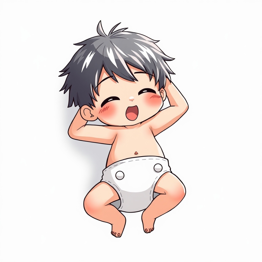 AI generated image by FLUX.1-schnell: Cute anime boy diaper