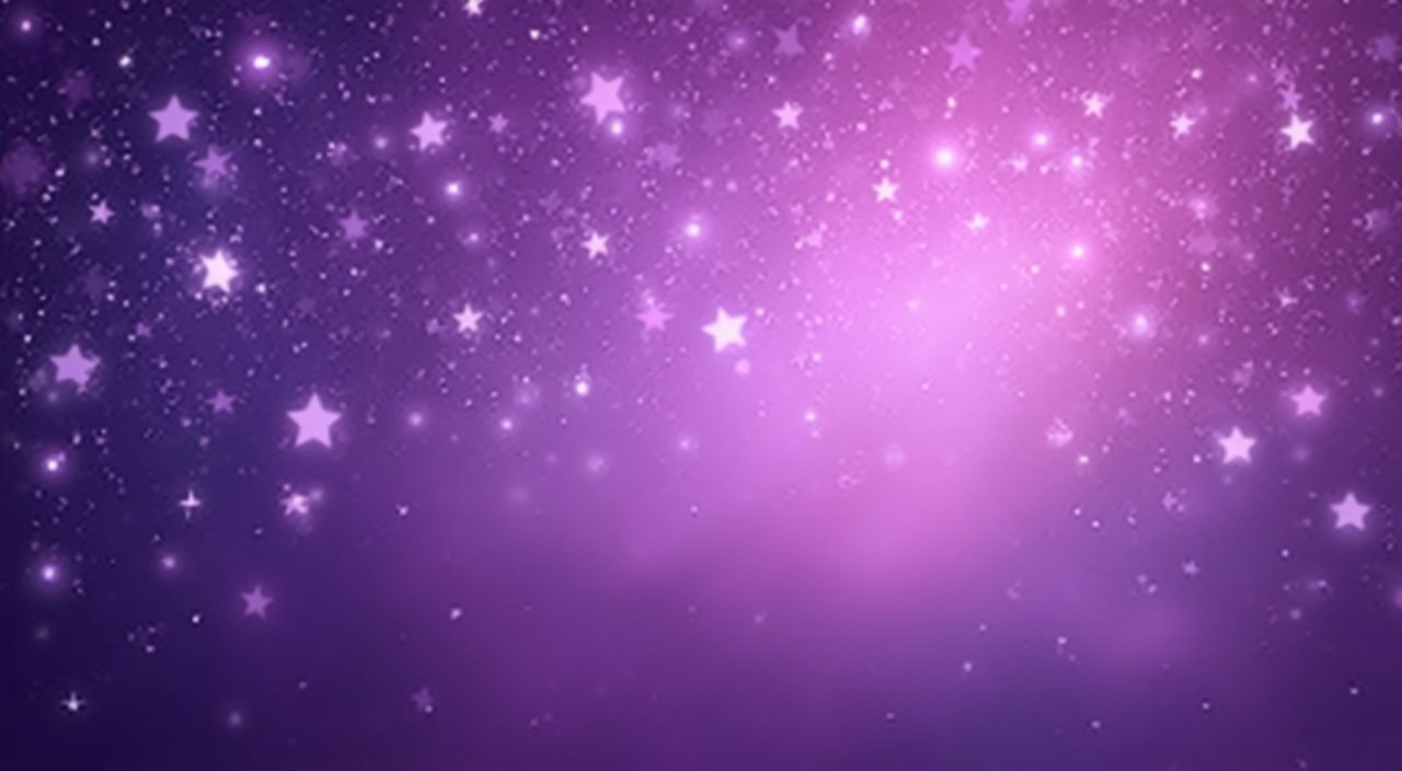 AI generated image by FLUX-Realism-Lora: "Fondo con un degradado en tonos violetas, desde un lila suave hasta un morado profundo. Sobre el fondo, múltiples estrellas en diferentes tamaños y opacidades, en una paleta de colores violeta, lavanda y púrpura. Algunas estrellas brillan suavemente con un efecto resplandeciente, creando un ambiente mágico y festivo. Diseño limpio y elegante, ideal como base para una invitación digital de cumpleaños.