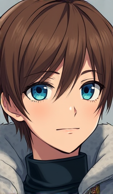 AI generated image by FLUX.1-image-to-image: His hair is brown and his eyes are blue. Enhance the quality keeping the original features and details.