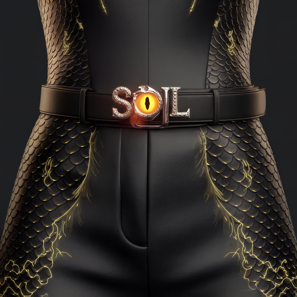 AI generated image by ideogram 2.0: Color: Premium black with a slight sheen.
Design: Slim-fit trousers with a high waist and tailored fit. The trousers have faint, glowing patterns (e.g., dragon scales or geometric designs) along the sides.
Details: Add a sleek belt with a custom "Soul" buckle (e.g., a glowing eye or triangle).