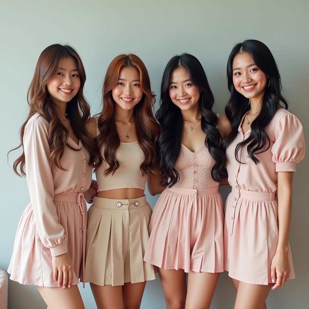 AI generated image by FLUX.1: A photo of a K-pop idol group with 2 girls.