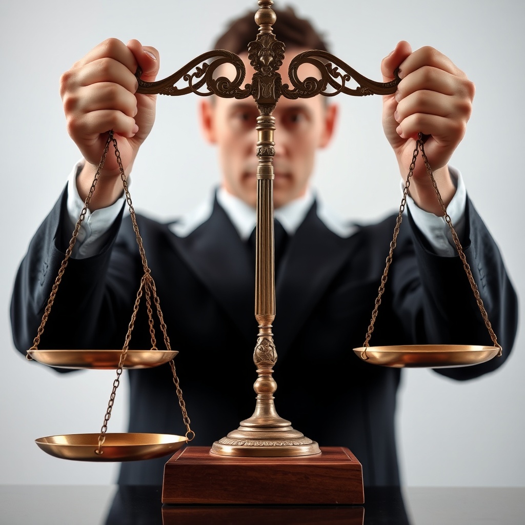 AI generated image by FLUX.1-schnell: Justice holding a scale