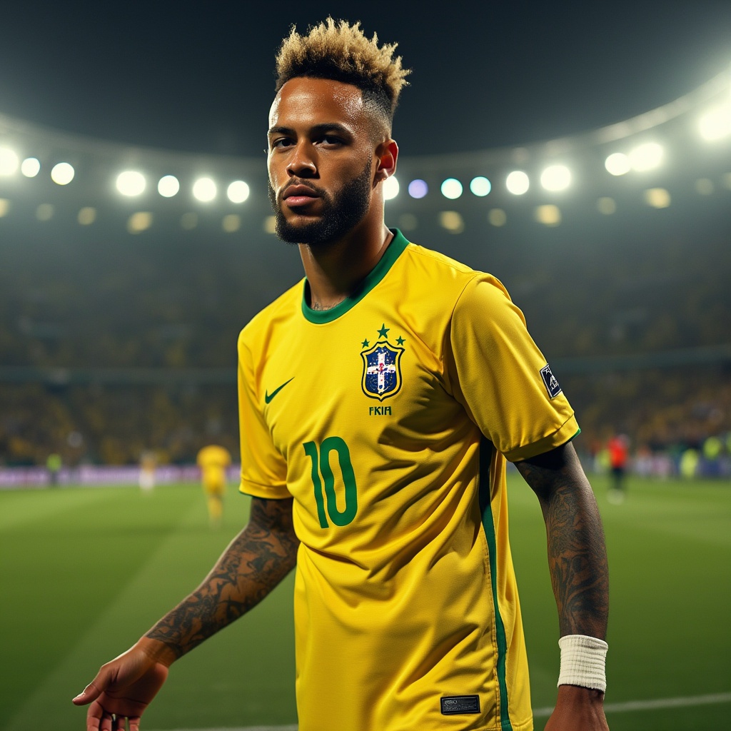 AI generated image by FLUX.1-pro: Cria uma imagem do neymar jr o jogador da selação brasileira como influencer digital