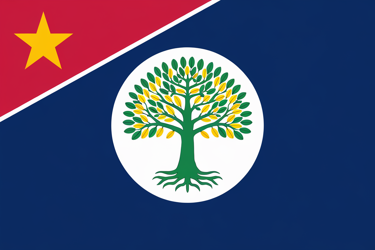 AI generated image by ideogram 2.0: A digital illustration of a flag for a non-existent country.